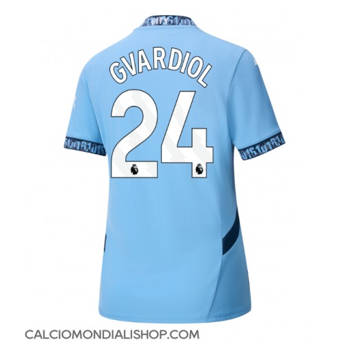 Maglie da calcio Manchester City Josko Gvardiol #24 Prima Maglia Femminile 2024-25 Manica Corta